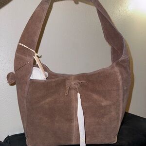 Lucky Brand dark brown suede hobo bag